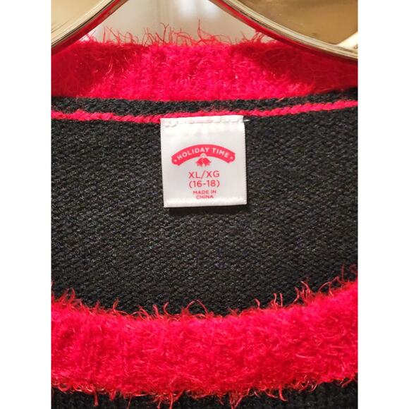 Holiday Time Womens XL Black Ugly Christmas Sweater Santa's Pub Elf Club Festive - Picture 6 of 11